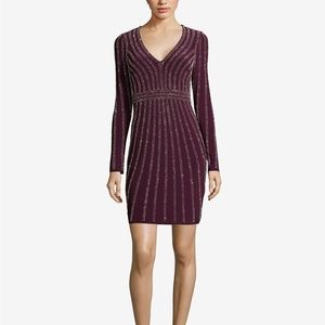 XSCAPE Embellished Bodycon Dress Wine Size 4
